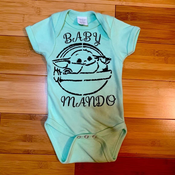Grogu / Baby Yoda infant onesies; custom-made. - Picture 1 of 3